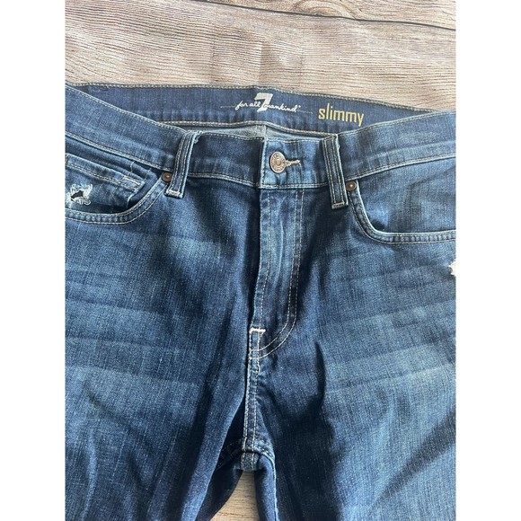 7 for all Mankind Men's Slimmy Jeans Distressed Size 30 - Picture 2 of 8
